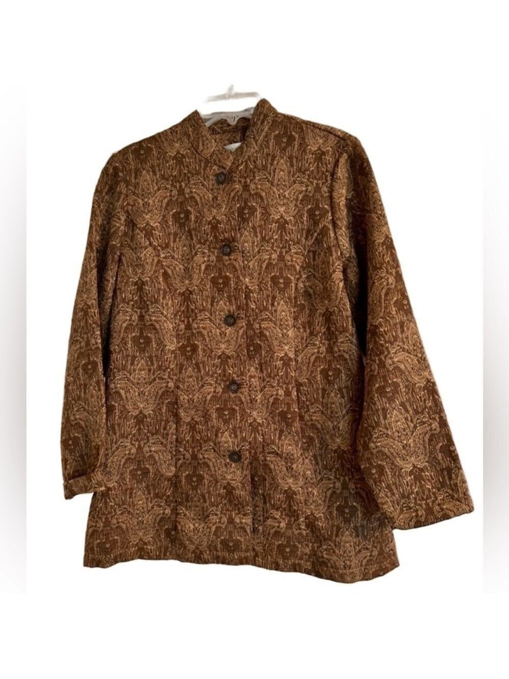 Coldwater Creek Brown Gold Paisley Button Jacket Women’s Size S